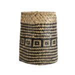 GloboStar® Artificial Garden INDIANA 20584 Διακοσμητικό Πλεκτό Καλάθι – Κασπώ Γλάστρα – Flower Pot Καφέ με Μαύρο Φ18 x Υ22cm