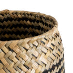 GloboStar® Artificial Garden INDIANA 20584 Διακοσμητικό Πλεκτό Καλάθι – Κασπώ Γλάστρα – Flower Pot Καφέ με Μαύρο Φ18 x Υ22cm