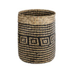 GloboStar® Artificial Garden INDIANA 20585 Διακοσμητικό Πλεκτό Καλάθι – Κασπώ Γλάστρα – Flower Pot Καφέ με Μαύρο Φ19.5 x Υ26cm