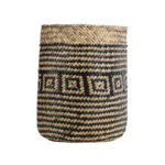 GloboStar® Artificial Garden INDIANA 20585 Διακοσμητικό Πλεκτό Καλάθι – Κασπώ Γλάστρα – Flower Pot Καφέ με Μαύρο Φ19.5 x Υ26cm