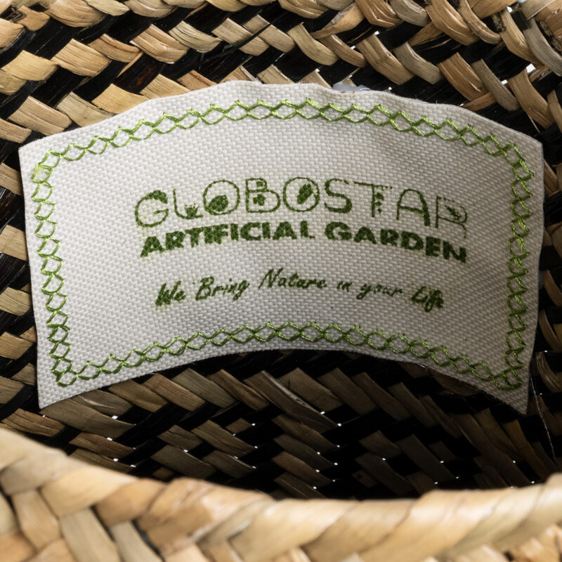 GloboStar® Artificial Garden INDIANA 20585 Διακοσμητικό Πλεκτό Καλάθι – Κασπώ Γλάστρα – Flower Pot Καφέ με Μαύρο Φ19.5 x Υ26cm