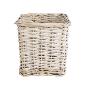 GloboStar® Artificial Garden KYOTO 20589 Διακοσμητικό Πλεκτό Καλάθι – Κασπώ Γλάστρα – Flower Pot Λευκό με Μπεζ Φ20 x Υ20cm
