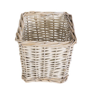 GloboStar® Artificial Garden KYOTO 20589 Διακοσμητικό Πλεκτό Καλάθι – Κασπώ Γλάστρα – Flower Pot Λευκό με Μπεζ Φ20 x Υ20cm