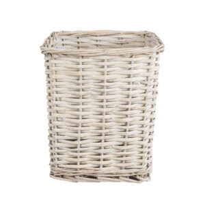 GloboStar® Artificial Garden KYOTO 20590 Διακοσμητικό Πλεκτό Καλάθι – Κασπώ Γλάστρα – Flower Pot Λευκό με Μπεζ Φ22 x Υ25cm