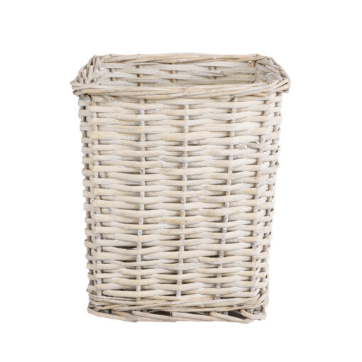 GloboStar® Artificial Garden KYOTO 20590 Διακοσμητικό Πλεκτό Καλάθι – Κασπώ Γλάστρα – Flower Pot Λευκό με Μπεζ Φ22 x Υ25cm