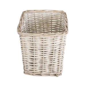 GloboStar® Artificial Garden KYOTO 20590 Διακοσμητικό Πλεκτό Καλάθι – Κασπώ Γλάστρα – Flower Pot Λευκό με Μπεζ Φ22 x Υ25cm