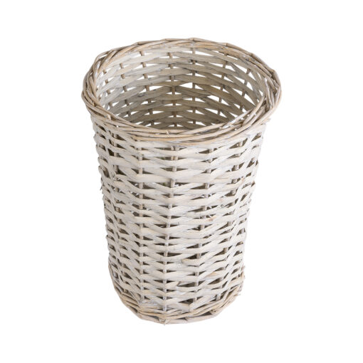 GloboStar® Artificial Garden DOMINGO 20593 Διακοσμητικό Πλεκτό Καλάθι – Κασπώ Γλάστρα – Flower Pot Λευκό με Μπεζ Φ21 x Υ30cm