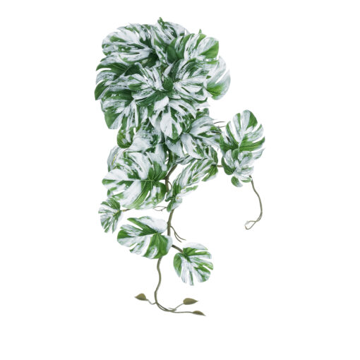 GloboStar® Artificial Garden ALBINO MONSTERA HANGING PLANT 20606 – Τεχνητό Διακοσμητικό Κρεμαστό Φυτό Μονστέρα Υ45cm
