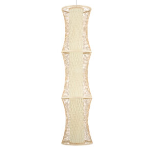 GloboStar® HIBISCUS 01783 Μοντέρνο Κρεμαστό Φωτιστικό Οροφής Μονόφωτο 1 x E27 Μπεζ Μπαμπού Πλέγμα Φ35 x Υ150cm