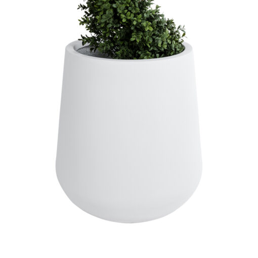 GloboStar® Artificial Garden MISSOURI 20692 Διακοσμητικό Πολυεστερικό Τσιμεντένιο Κασπώ Γλάστρα – Flower Pot Λευκό Φ45 x Υ45cm