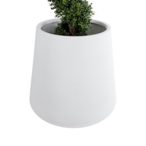 GloboStar® Artificial Garden MISSOURI 20693 Διακοσμητικό Πολυεστερικό Τσιμεντένιο Κασπώ Γλάστρα – Flower Pot Λευκό Φ70 x Υ70cm