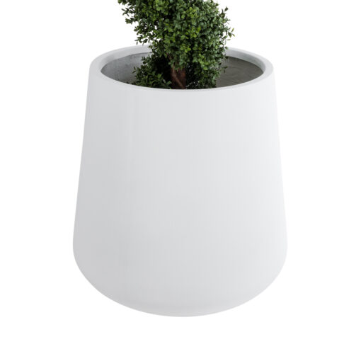 GloboStar® Artificial Garden MISSOURI 20693 Διακοσμητικό Πολυεστερικό Τσιμεντένιο Κασπώ Γλάστρα – Flower Pot Λευκό Φ70 x Υ70cm