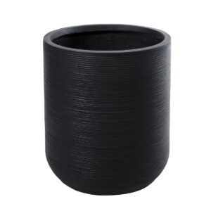 GloboStar® Artificial Garden DAMASCUS 20694 Διακοσμητικό Πολυεστερικό Τσιμεντένιο Κασπώ Γλάστρα – Flower Pot Μαύρο Φ45 x Υ45cm