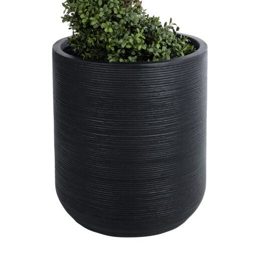 GloboStar® Artificial Garden DAMASCUS 20694 Διακοσμητικό Πολυεστερικό Τσιμεντένιο Κασπώ Γλάστρα – Flower Pot Μαύρο Φ45 x Υ45cm