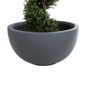 GloboStar® Artificial Garden BALTIMORE 20697 Διακοσμητικό Πολυεστερικό Τσιμεντένιο Κασπώ Γλάστρα – Flower Pot Γκρι Φ61 x Υ30cm