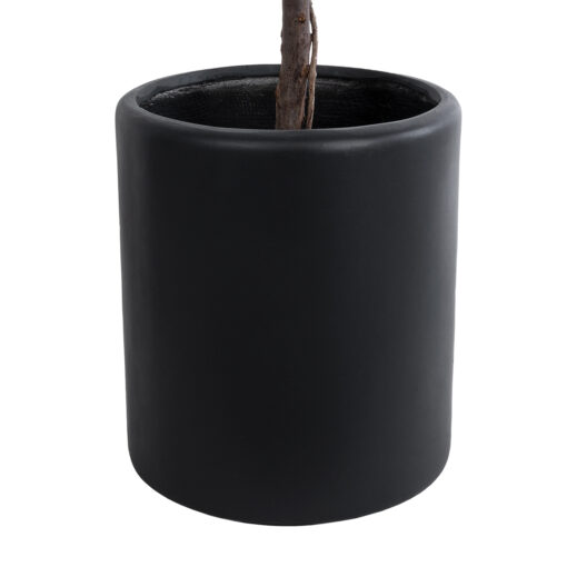 GloboStar® Artificial Garden PUEBLA 20698 Διακοσμητικό Πολυεστερικό Τσιμεντένιο Κασπώ Γλάστρα – Flower Pot Μαύρο Φ41 x Υ46cm