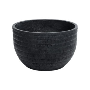GloboStar® Artificial Garden VEGAS 20702 Διακοσμητικό Πολυεστερικό Τσιμεντένιο Κασπώ Γλάστρα – Flower Pot Μαύρο Φ45 x Υ28cm