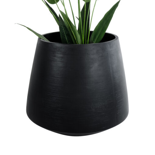 GloboStar® Artificial Garden TIJUANA 20704 Διακοσμητικό Πολυεστερικό Τσιμεντένιο Κασπώ Γλάστρα – Flower Pot Μαύρο Φ82 x Υ90cm