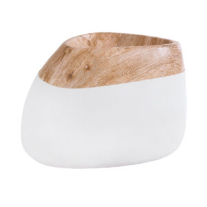 GloboStar® Artificial Garden PANDORA 20705 Επιδαπέδιο Πολυεστερικό Τσιμεντένιο Κασπώ Γλάστρα – Flower Pot Λευκό με Καφέ Μ60 x Π55 x Υ43cm