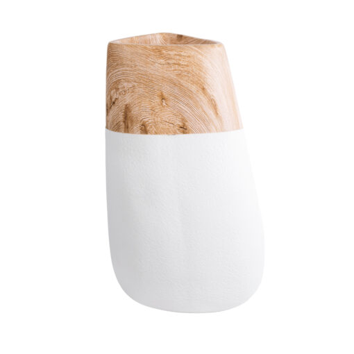 GloboStar® Artificial Garden PANDORA 20706 Επιδαπέδιο Πολυεστερικό Τσιμεντένιο Κασπώ Γλάστρα – Flower Pot Λευκό με Καφέ Μ45 x Π40 x Υ72cm