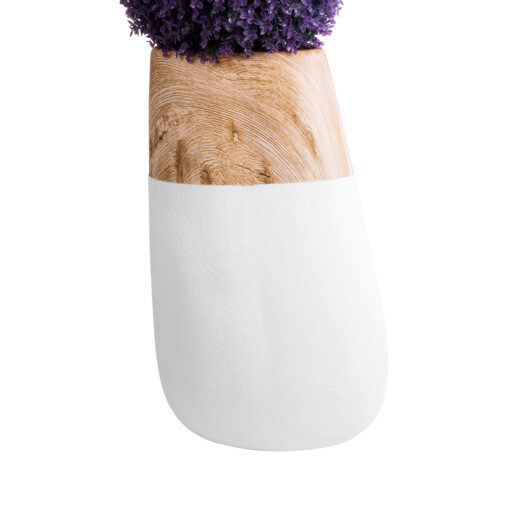 GloboStar® Artificial Garden PANDORA 20706 Επιδαπέδιο Πολυεστερικό Τσιμεντένιο Κασπώ Γλάστρα – Flower Pot Λευκό με Καφέ Μ45 x Π40 x Υ72cm