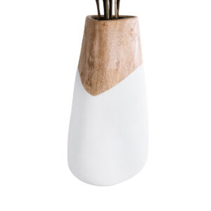 GloboStar® Artificial Garden PANDORA 20707 Επιδαπέδιο Πολυεστερικό Τσιμεντένιο Κασπώ Γλάστρα – Flower Pot Λευκό με Καφέ Μ49 x Π45 x Υ90cm