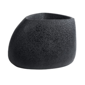 GloboStar® Artificial Garden CHLOE 20708 Επιδαπέδιο Πολυεστερικό Τσιμεντένιο Κασπώ Γλάστρα – Flower Pot Μαύρο Μ60 x Π55 x Υ43cm