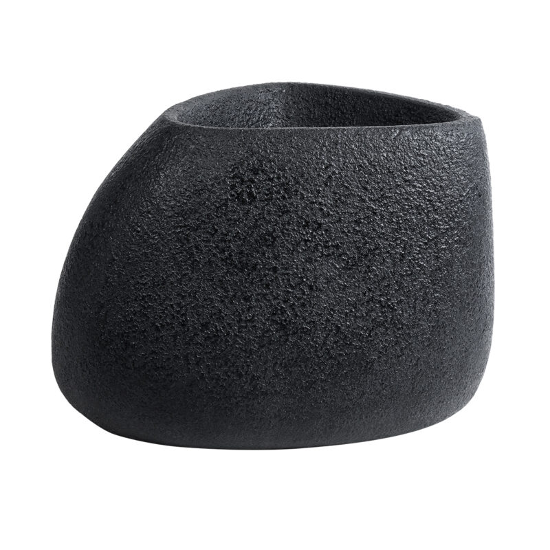 GloboStar® Artificial Garden CHLOE 20708 Επιδαπέδιο Πολυεστερικό Τσιμεντένιο Κασπώ Γλάστρα – Flower Pot Μαύρο Μ60 x Π55 x Υ43cm