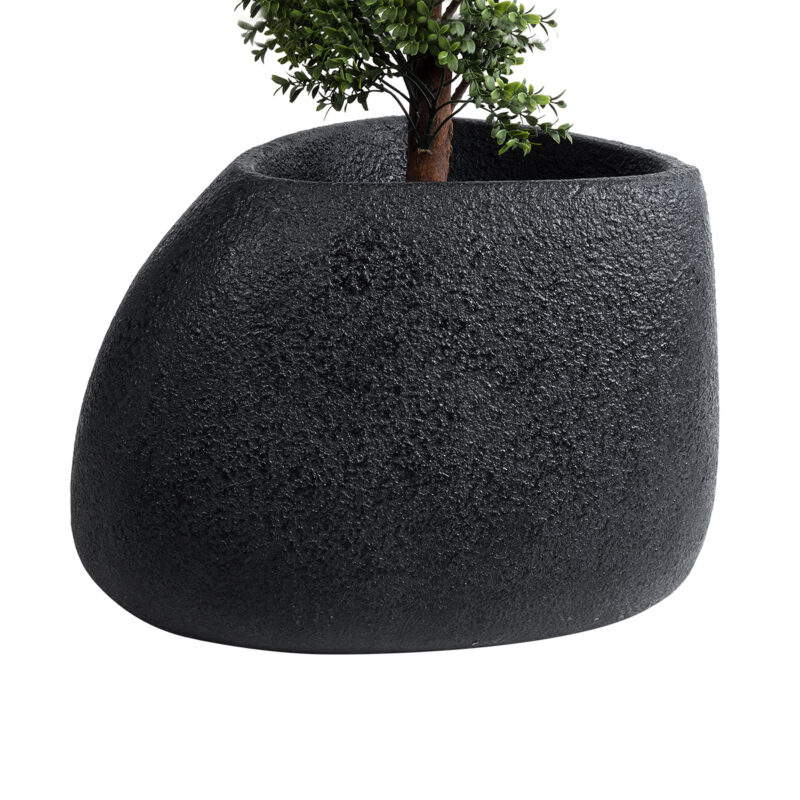 GloboStar® Artificial Garden CHLOE 20708 Επιδαπέδιο Πολυεστερικό Τσιμεντένιο Κασπώ Γλάστρα – Flower Pot Μαύρο Μ60 x Π55 x Υ43cm