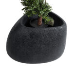 GloboStar® Artificial Garden CHLOE 20708 Επιδαπέδιο Πολυεστερικό Τσιμεντένιο Κασπώ Γλάστρα – Flower Pot Μαύρο Μ60 x Π55 x Υ43cm