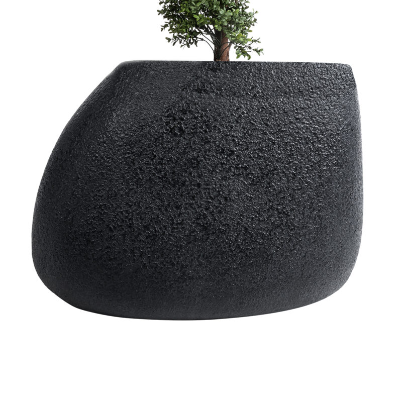 GloboStar® Artificial Garden CHLOE 20708 Επιδαπέδιο Πολυεστερικό Τσιμεντένιο Κασπώ Γλάστρα – Flower Pot Μαύρο Μ60 x Π55 x Υ43cm