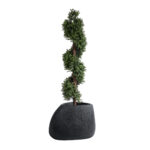 GloboStar® Artificial Garden CHLOE 20708 Επιδαπέδιο Πολυεστερικό Τσιμεντένιο Κασπώ Γλάστρα – Flower Pot Μαύρο Μ60 x Π55 x Υ43cm