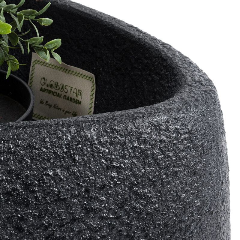 GloboStar® Artificial Garden CHLOE 20708 Επιδαπέδιο Πολυεστερικό Τσιμεντένιο Κασπώ Γλάστρα – Flower Pot Μαύρο Μ60 x Π55 x Υ43cm