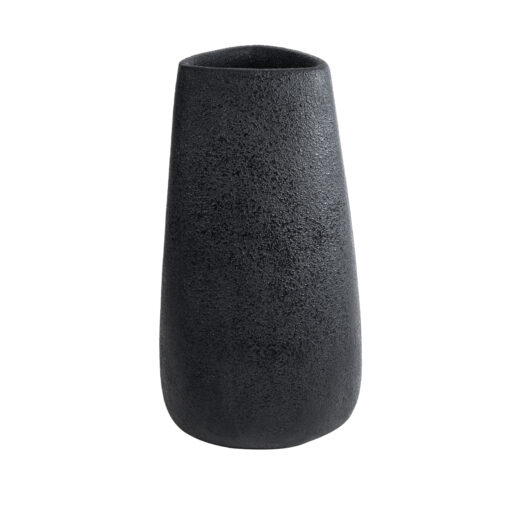 GloboStar® Artificial Garden CHLOE 20709 Επιδαπέδιο Πολυεστερικό Τσιμεντένιο Κασπώ Γλάστρα – Flower Pot Μαύρο Μ45 x Π49 x Υ90cm