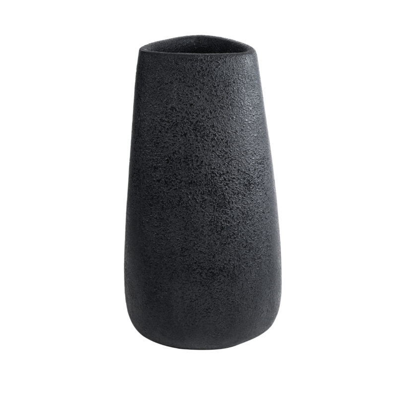 GloboStar® Artificial Garden CHLOE 20709 Επιδαπέδιο Πολυεστερικό Τσιμεντένιο Κασπώ Γλάστρα – Flower Pot Μαύρο Μ45 x Π49 x Υ90cm