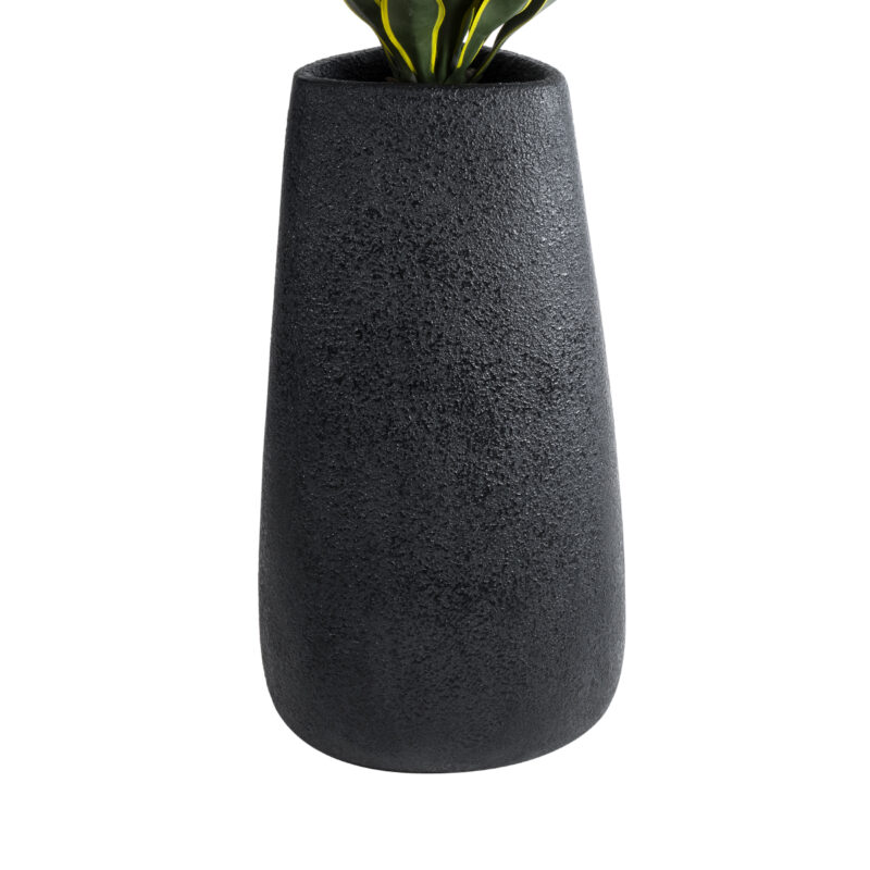 GloboStar® Artificial Garden CHLOE 20709 Επιδαπέδιο Πολυεστερικό Τσιμεντένιο Κασπώ Γλάστρα – Flower Pot Μαύρο Μ45 x Π49 x Υ90cm