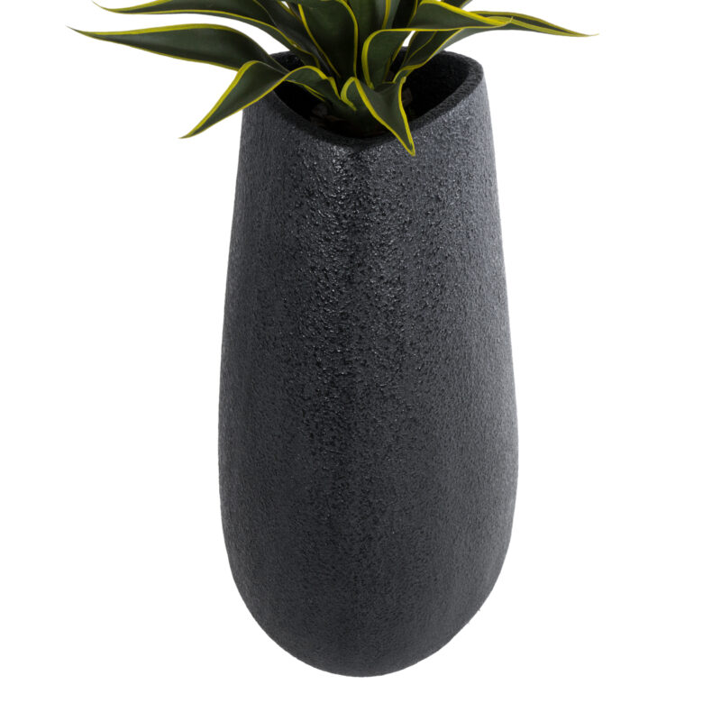 GloboStar® Artificial Garden CHLOE 20709 Επιδαπέδιο Πολυεστερικό Τσιμεντένιο Κασπώ Γλάστρα – Flower Pot Μαύρο Μ45 x Π49 x Υ90cm