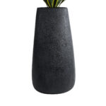 GloboStar® Artificial Garden CHLOE 20709 Επιδαπέδιο Πολυεστερικό Τσιμεντένιο Κασπώ Γλάστρα – Flower Pot Μαύρο Μ45 x Π49 x Υ90cm