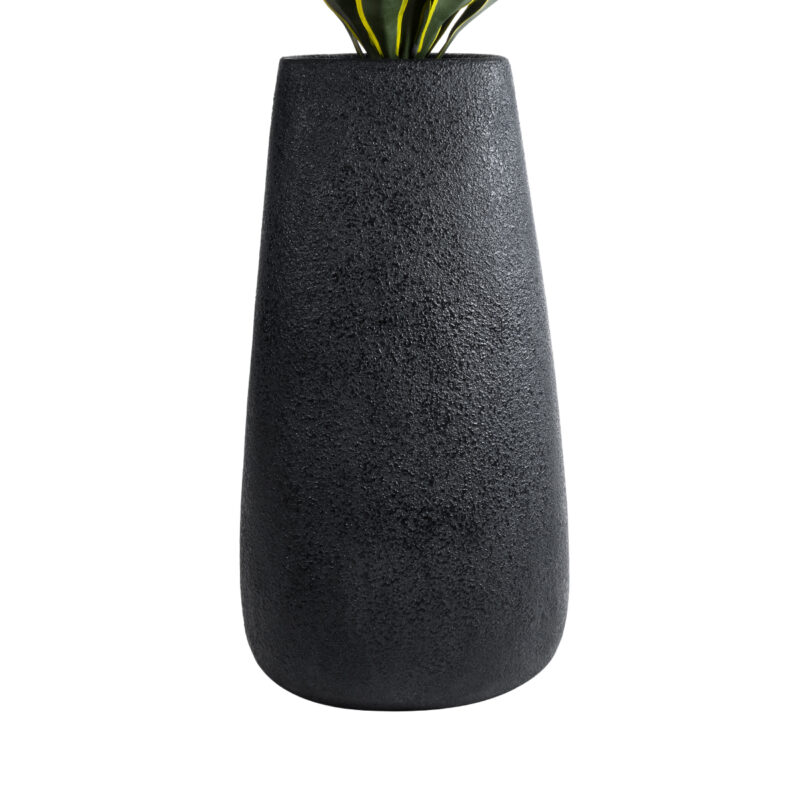GloboStar® Artificial Garden CHLOE 20709 Επιδαπέδιο Πολυεστερικό Τσιμεντένιο Κασπώ Γλάστρα – Flower Pot Μαύρο Μ45 x Π49 x Υ90cm