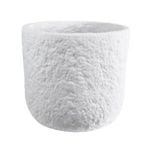 GloboStar® Artificial Garden MALVEN 20710 Επιδαπέδιο Πολυεστερικό Τσιμεντένιο Κασπώ Γλάστρα – Flower Pot Λευκό Φ31 x Υ28cm