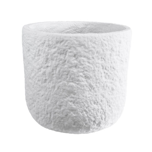 GloboStar® Artificial Garden MALVEN 20710 Επιδαπέδιο Πολυεστερικό Τσιμεντένιο Κασπώ Γλάστρα – Flower Pot Λευκό Φ31 x Υ28cm