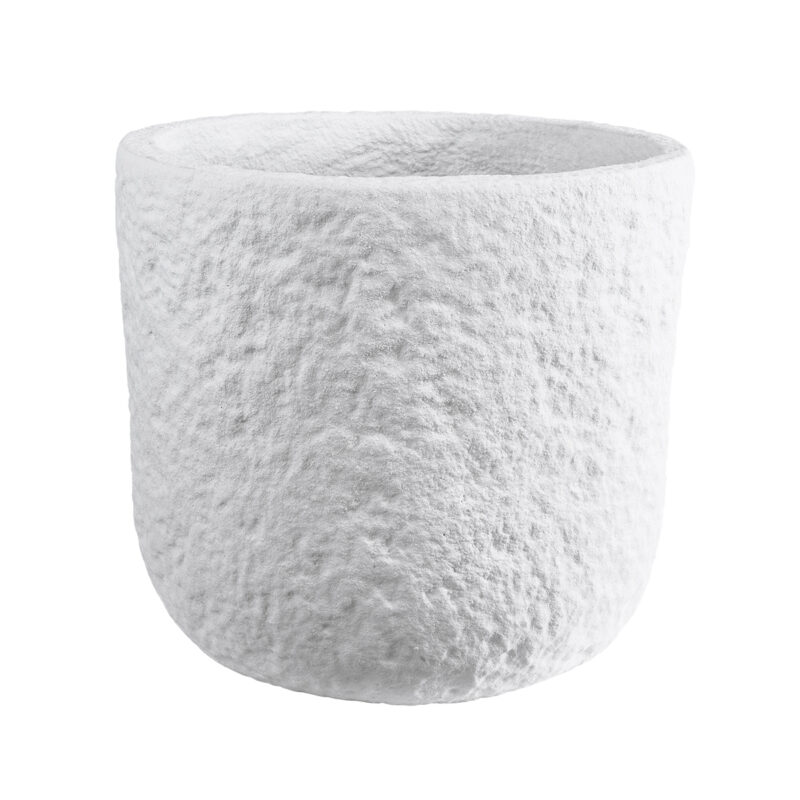 GloboStar® Artificial Garden MALVEN 20710 Επιδαπέδιο Πολυεστερικό Τσιμεντένιο Κασπώ Γλάστρα – Flower Pot Λευκό Φ31 x Υ28cm