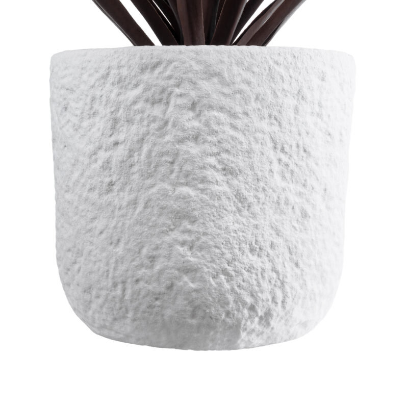 GloboStar® Artificial Garden MALVEN 20710 Επιδαπέδιο Πολυεστερικό Τσιμεντένιο Κασπώ Γλάστρα – Flower Pot Λευκό Φ31 x Υ28cm