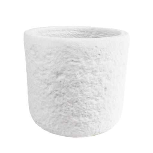 GloboStar® Artificial Garden MALVEN 20711 Επιδαπέδιο Πολυεστερικό Τσιμεντένιο Κασπώ Γλάστρα – Flower Pot Λευκό Φ25 x Υ23cm