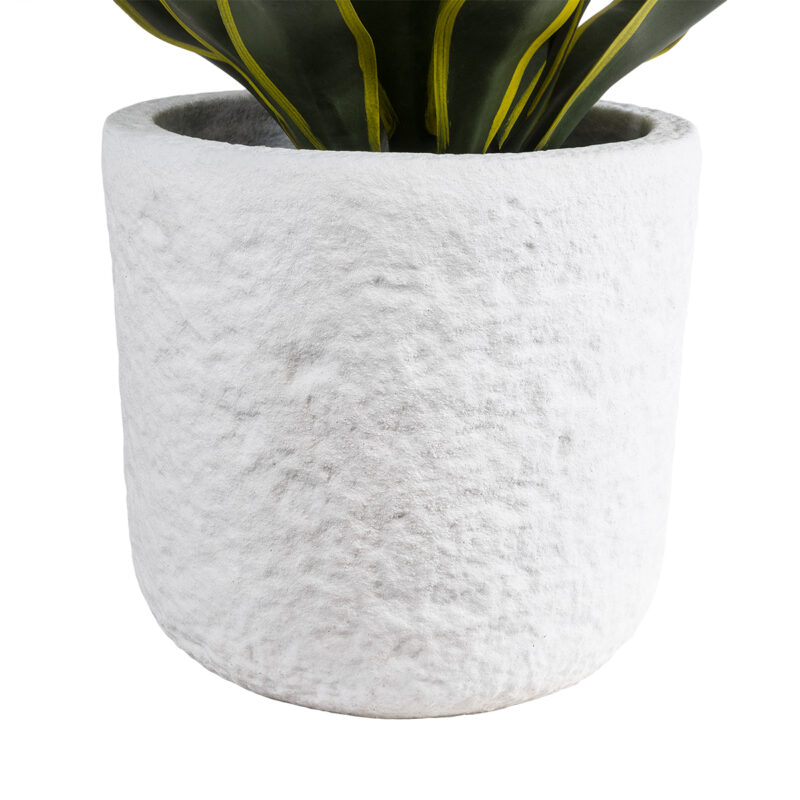 GloboStar® Artificial Garden MALVEN 20711 Επιδαπέδιο Πολυεστερικό Τσιμεντένιο Κασπώ Γλάστρα – Flower Pot Λευκό Φ25 x Υ23cm