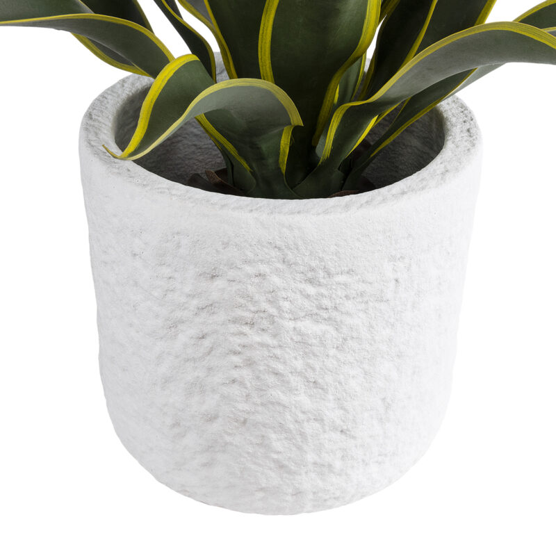 GloboStar® Artificial Garden MALVEN 20711 Επιδαπέδιο Πολυεστερικό Τσιμεντένιο Κασπώ Γλάστρα – Flower Pot Λευκό Φ25 x Υ23cm