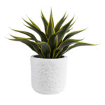 GloboStar® Artificial Garden MALVEN 20711 Επιδαπέδιο Πολυεστερικό Τσιμεντένιο Κασπώ Γλάστρα – Flower Pot Λευκό Φ25 x Υ23cm