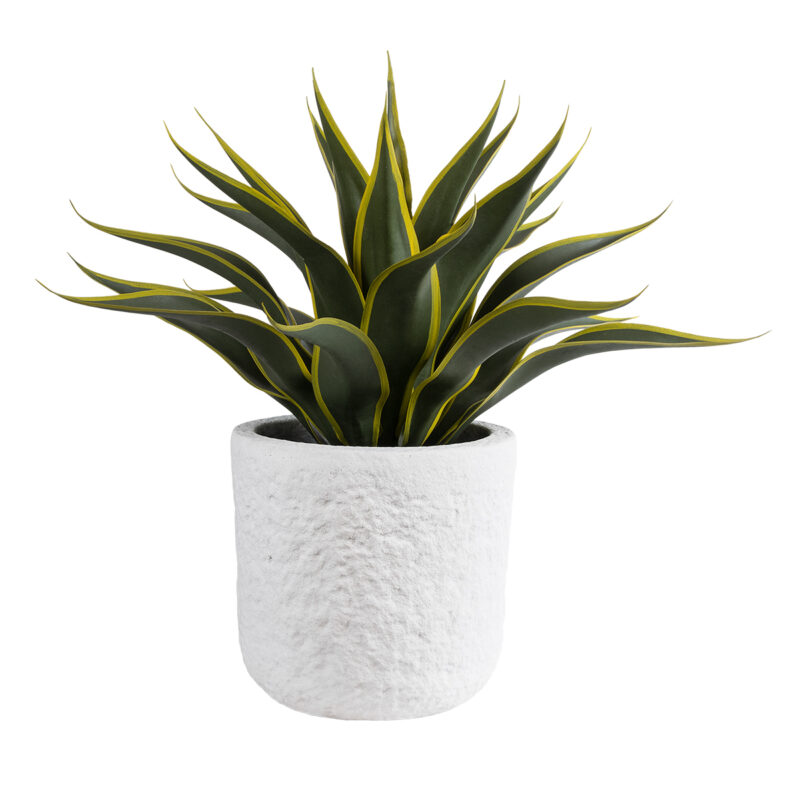 GloboStar® Artificial Garden MALVEN 20711 Επιδαπέδιο Πολυεστερικό Τσιμεντένιο Κασπώ Γλάστρα – Flower Pot Λευκό Φ25 x Υ23cm