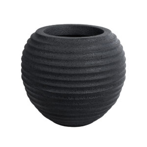 GloboStar® Artificial Garden ILAEIRA 20712 Επιδαπέδιο Πολυεστερικό Τσιμεντένιο Κασπώ Γλάστρα – Flower Pot Μαύρο Φ71 x Υ64cm