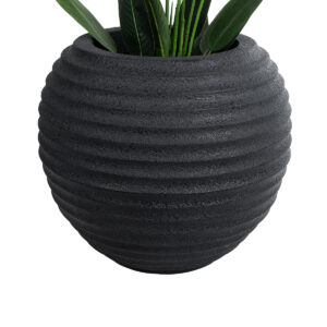 GloboStar® Artificial Garden ILAEIRA 20712 Επιδαπέδιο Πολυεστερικό Τσιμεντένιο Κασπώ Γλάστρα – Flower Pot Μαύρο Φ71 x Υ64cm